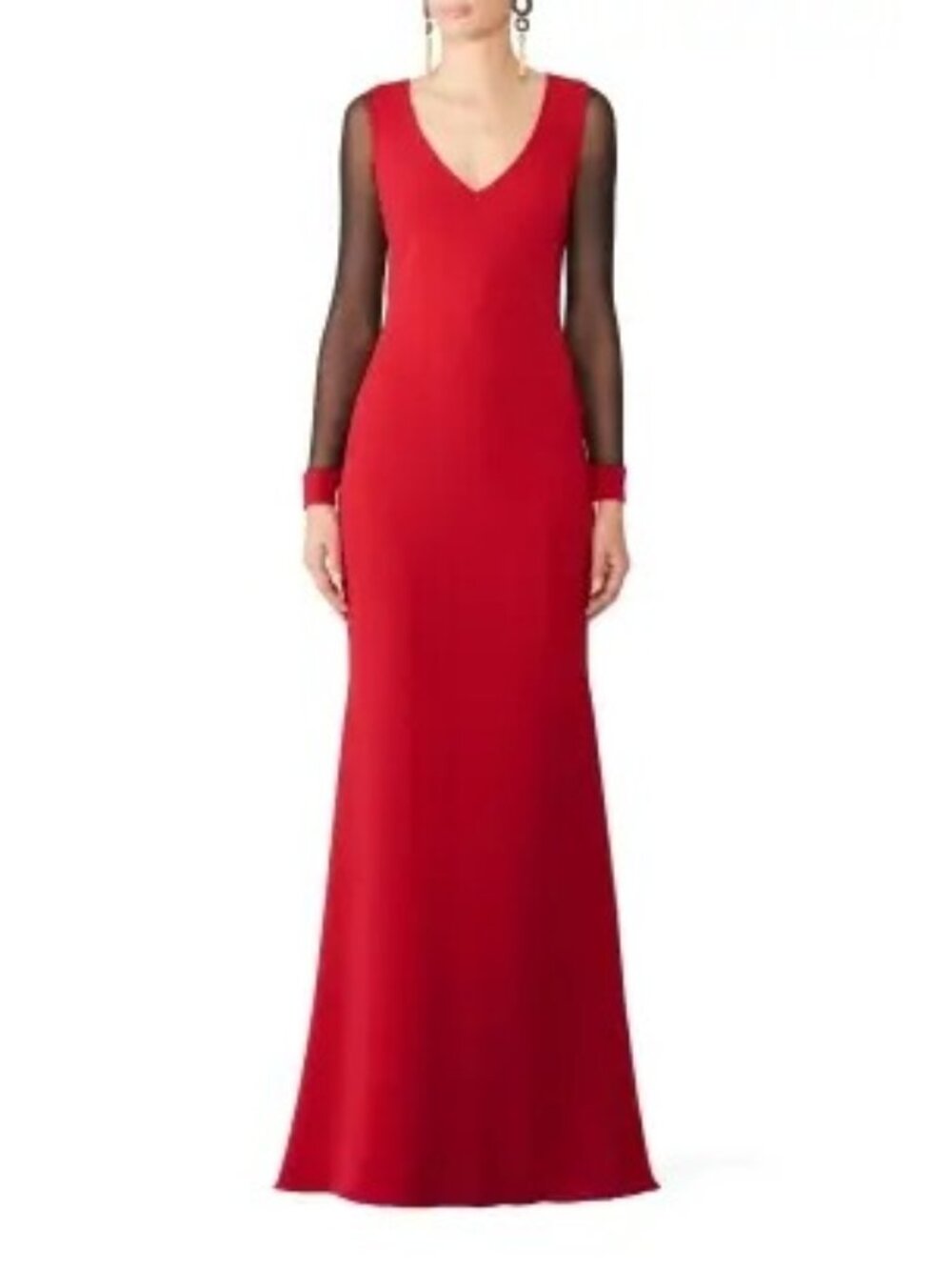 R-33. Badgley Mischka Ruby Illusion Sleeve Gown